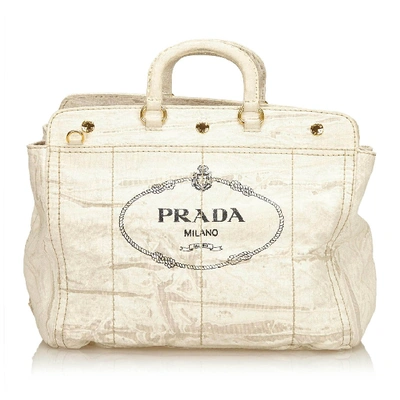 Pre-owned Prada Canapa Canvas Handbag In Neutrals