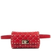 VALENTINO GARAVANI ROCKSTUD SPIKE RED NAPPA LEATHER BELT BAG,3f0b0843-d8ff-2043-215a-b379e707f2c6