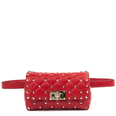 Valentino Garavani Rockstud Spike Red Nappa Leather Belt Bag