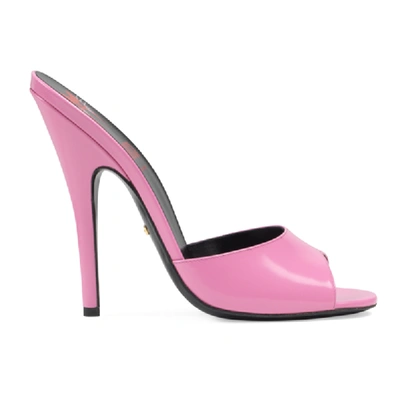 Gucci Leather High-heel Slide In Bubblegum Pink Leather