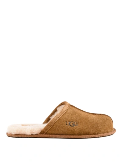 Ugg Wool Insole Scuff Slippers In Light Brown