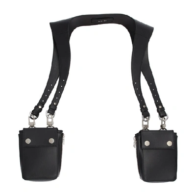 Amiri Black Leather Harness Bag