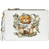 MOSCHINO MOSCHINO TEDDY DOLLAR PRINT CLUTCH BAG