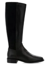 Aquatalia Nia Knee-high Stretch-suede & Leather Boots In Black