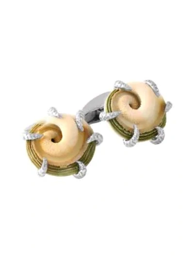Tateossian Ram's Horn Shell Cufflinks In White