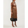 BURBERRY DOUBLE-BREASTED FAUX-LEATHER TRENCH COAT
