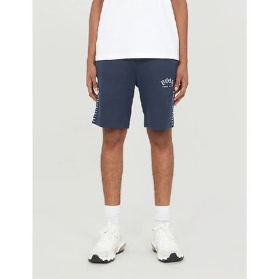 Hugo Boss Logo-embroidered Cotton-jersey Shorts In Navy