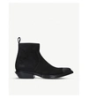 Balenciaga Black Suede Santiag Boots In Black