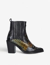 KURT GEIGER Damen snakeskin-embossed faux-leather ankle boots