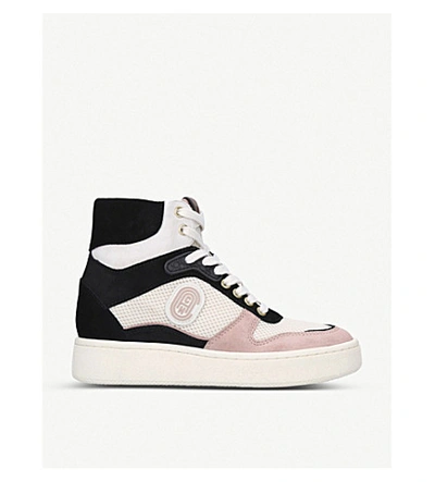 Coach C220 High-top Suede And Mesh Trainers In Pale Pink
