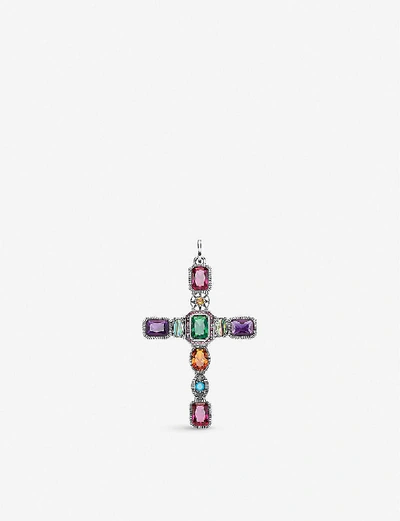Thomas Sabo Magic Stones Sterling Silver And Gemstone Cross Pendant In Multicoloured