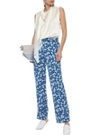 MARNI MARNI WOMAN PRINTED CREPE WIDE-LEG PANTS BLUE,3074457345620673076