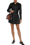 OPENING CEREMONY OPENING CEREMONY WOMAN WRAP-EFFECT COTTON-BLEND SATEEN MINI DRESS BLACK,3074457345619136641