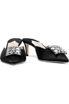 PAUL ANDREW PAUL ANDREW WOMAN LILIA CRYSTAL-EMBELLISHED SATIN MULES BLACK,3074457345620680894