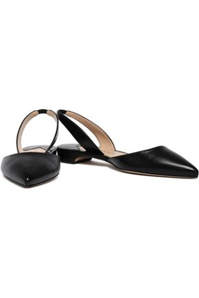 Paul Andrew Leather Slingback Point-toe Flats In Black