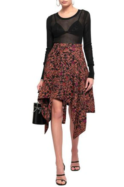 Proenza Schouler Asymmetric Printed Crepe Skirt In Black