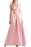 ROSIE ASSOULIN GATHERED COTTON-BLEND SATIN MAXI SKIRT,3074457345620781444