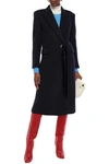 SANDRO SANDRO WOMAN BELTED WOOL-BLEND FELT COAT NAVY,3074457345621009099