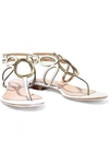 SERGIO ROSSI FARRAH RING-EMBELLISHED CUTOUT LEATHER SLINGBACK SANDALS,3074457345621051699