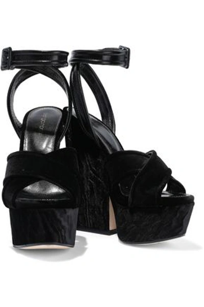 Sergio Rossi Hannelore Leather-trimmed Velvet Platform Sandals In Black