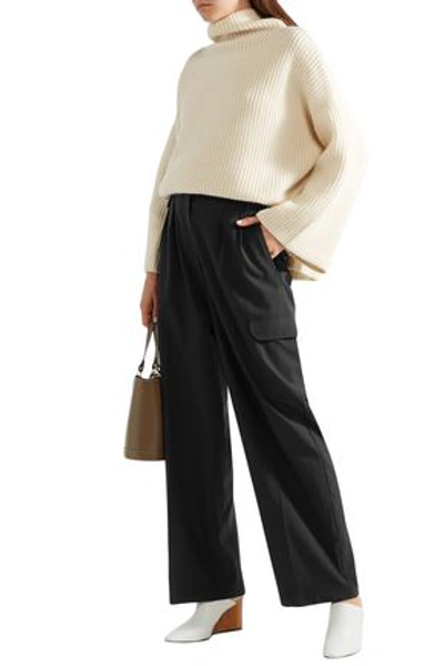 The Row Kiefer Pleated Wool-blend Straight-leg Pants In Black