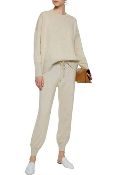 Theory Wool-blend Track Pants In Beige