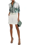 VERSACE VERSACE COLLECTION WOMAN PRINTED CREPE SHORTS OFF-WHITE,3074457345619763984