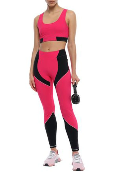 Sàpopa Woman Androide Cropped Two-tone Stretch Leggings Bright Pink