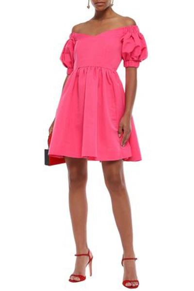 Perseverance Off-the-shoulder Faille Mini Dress In Bright Pink