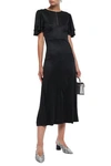 ALEXA CHUNG RUFFLED SATIN-JERSEY MIDI DRESS,3074457345621009259