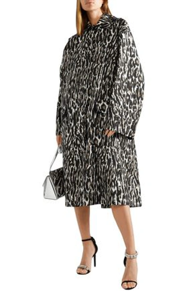 Calvin Klein 205w39nyc Oversized Leopard-print Faille Coat In Black