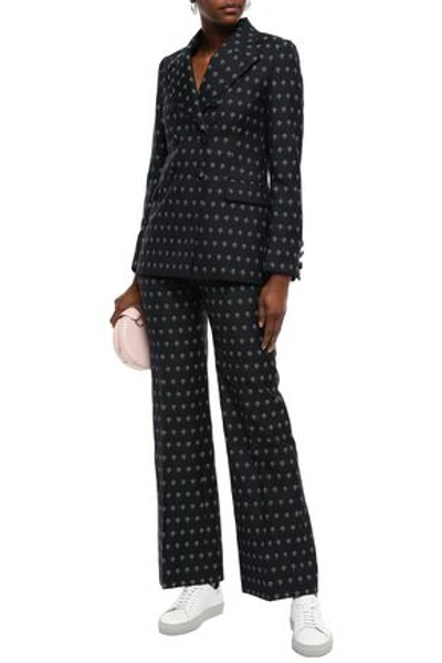 Alexa Chung Wool-blend Jacquard Bootcut Pants In Black