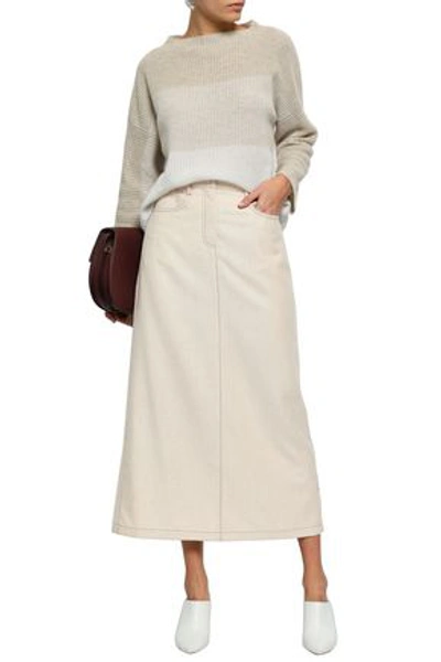 Agnona Woman Wool And Cashmere-blend Flannel Midi Skirt Beige