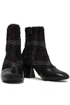 3.1 PHILLIP LIM / フィリップ リム DRUM CHECKED BOUCLÉ-TWEED AND LEATHER ANKLE BOOTS,3074457345620398294