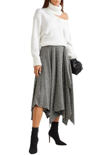 Adeam Woman Asymmetric Houndstooth Wool-blend Midi Skirt Black