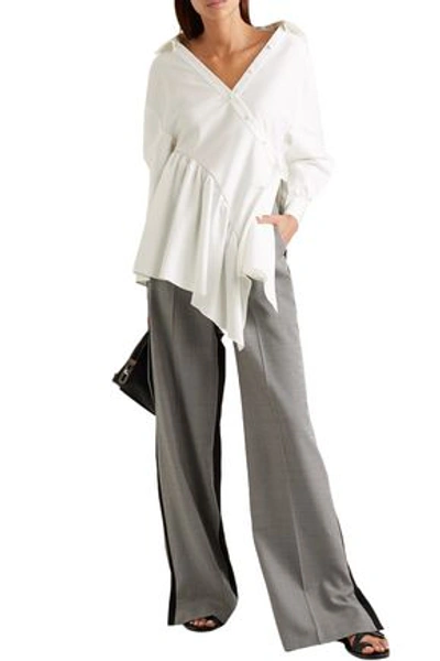 Adeam Woman Asymmetric Cotton-blend Poplin Wrap Shirt White