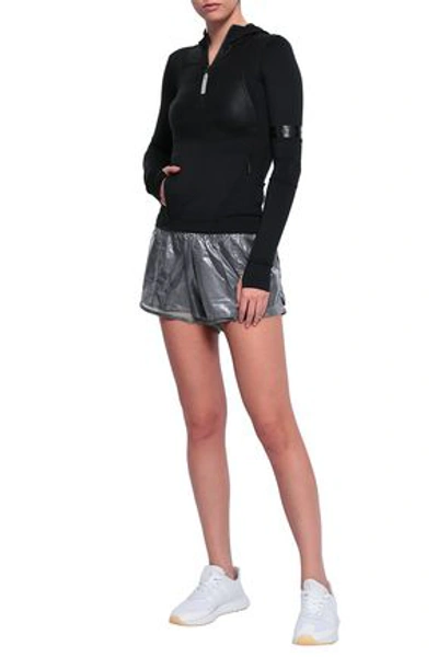 Adidas By Stella Mccartney Woman Layered Metallic Shell Shorts Gray