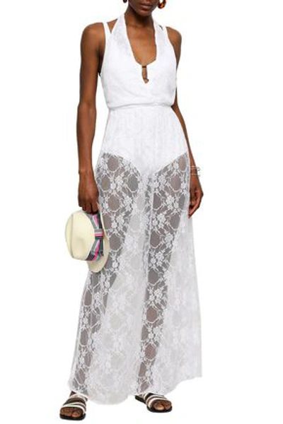 Adriana Degreas Woman Wrap-effect Lace Maxi Dress White
