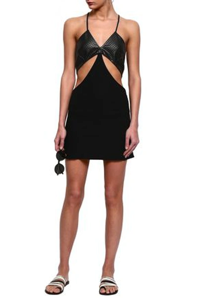 Adriana Degreas Woman Cutout Laser-cut Faux Leather And Jersey Coverup Black