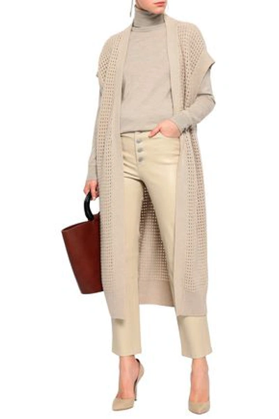 Agnona Woman Open-knit Cashmere Cardigan Beige