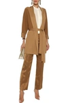 AGNONA BELTED SILK CREPE DE CHINE AND KNITTED CARDIGAN,3074457345620729892