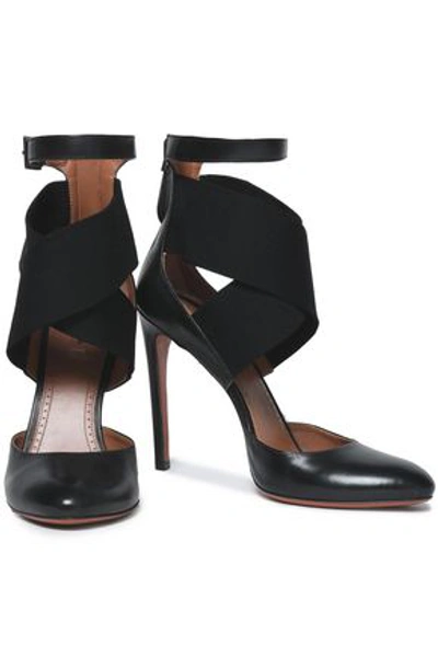 Alaïa Woman Leather And Stretch-knit Sandals Black