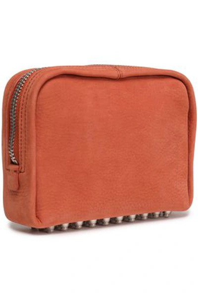 Alexander Wang Woman Studded Textured-suede Pouch Brick