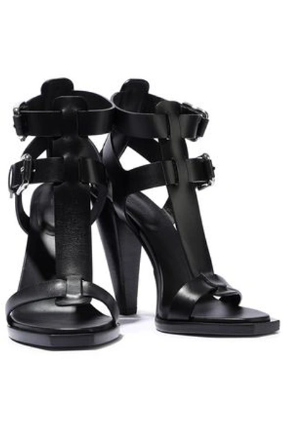 Balmain Buckled Leather Sandals In Black