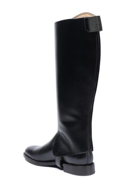 Brunello Cucinelli Woman Convertible Bead-embellished Leather Knee Boots Black