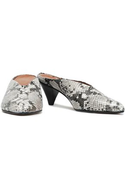 Atp Atelier Woman Snake-effect Leather Mules Animal Print In Black