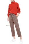 BRUNELLO CUCINELLI BELTED PRINCE OF WALES OF CHECKED WOOL STRAIGHT-LEG PANTS,3074457345620934462