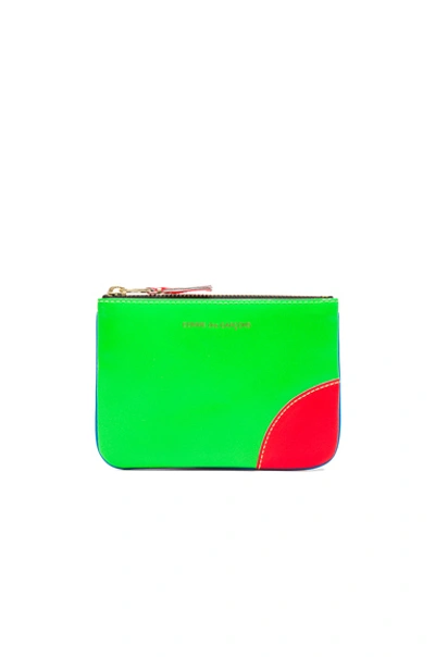 Comme Des Garçons Super Fluo Small Pouch In Blue & Green