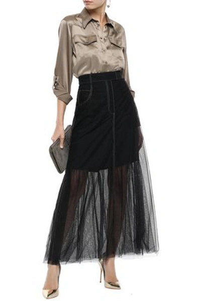 Brunello Cucinelli Woman Layered Tulle Maxi Skirt Black