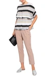 Brunello Cucinelli Woman Layered Striped Cashmere-blend Top Black In Black